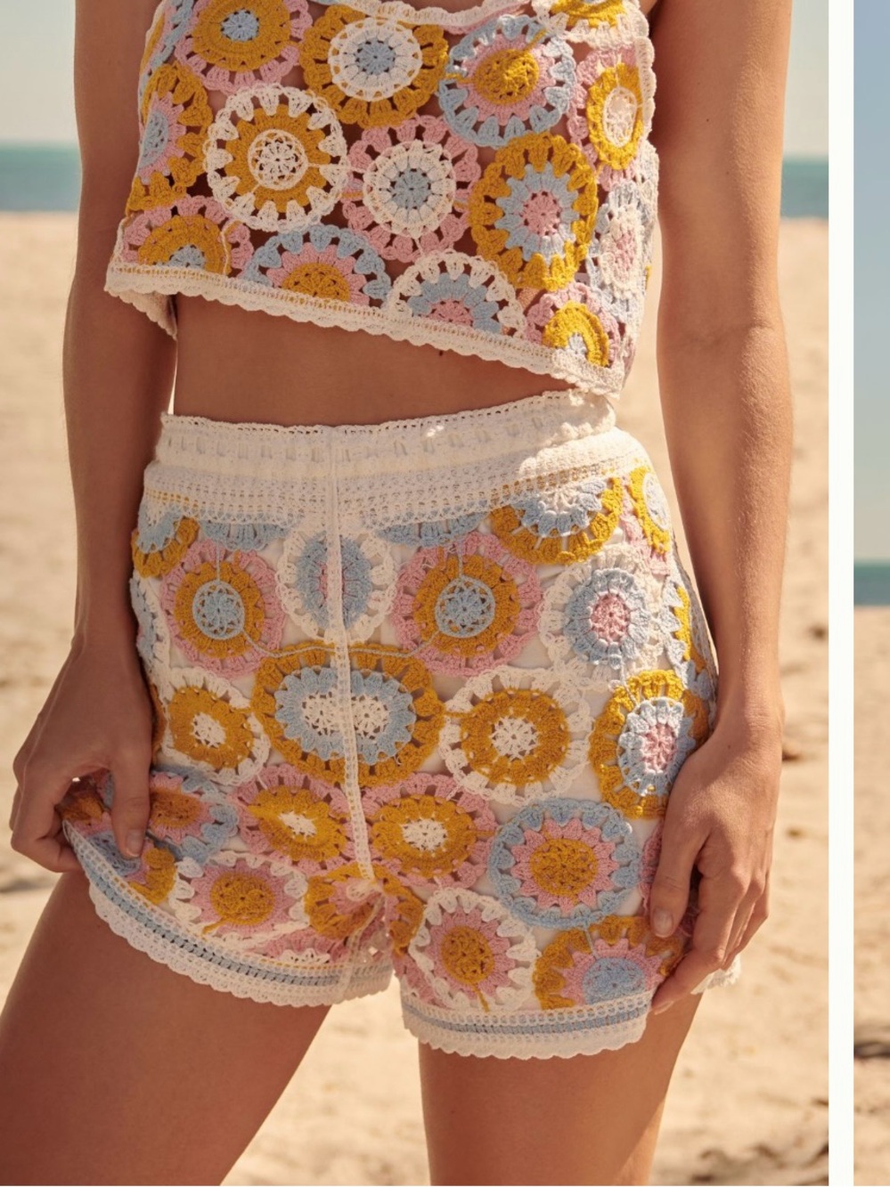 Pull on Flower Crotchet Shorts